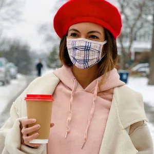 ACCORDION CREAM PLAID MASK