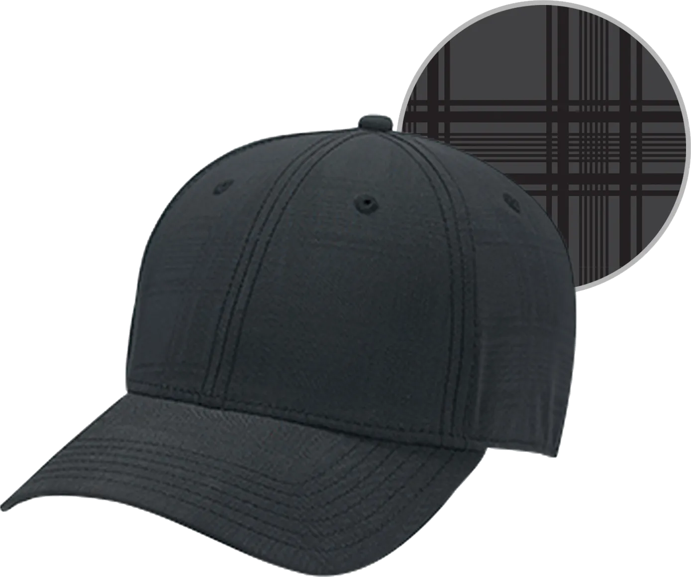 AJM Polyester Plaid And Spandex Adjustable Cap Black