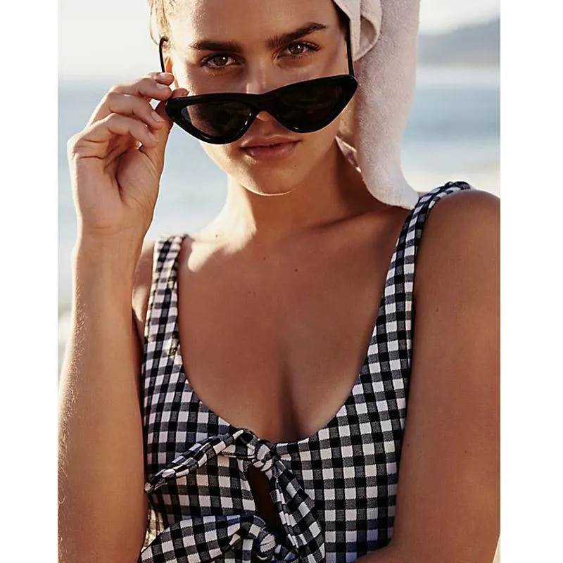 Alessia Knotted Plaid One Piece