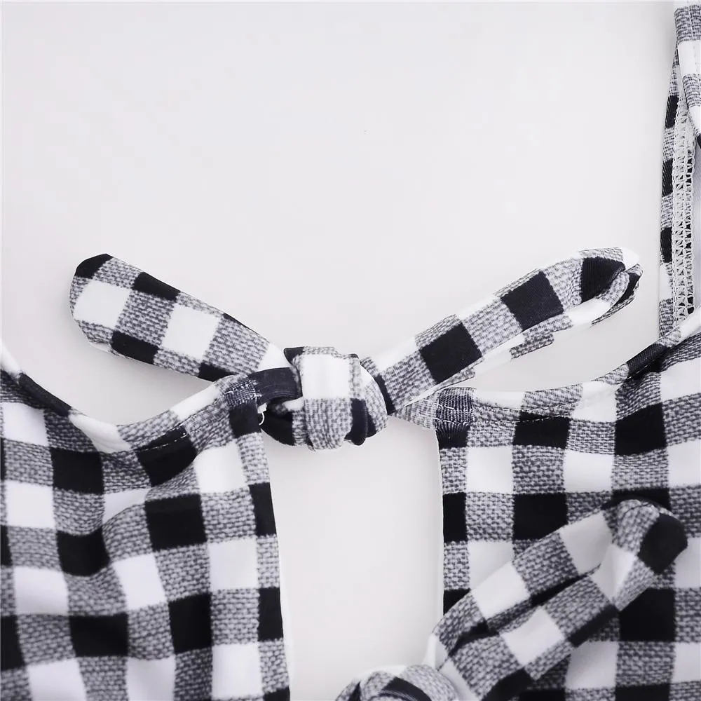 Alessia Knotted Plaid One Piece