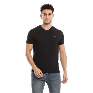 BLACK CLEOCOTTON PREMIUM V-NECK MODAL STRETCH LOGO T-SHIRT - 2 PK