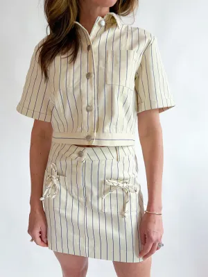 Blue Stripe Rayon Jacket Top