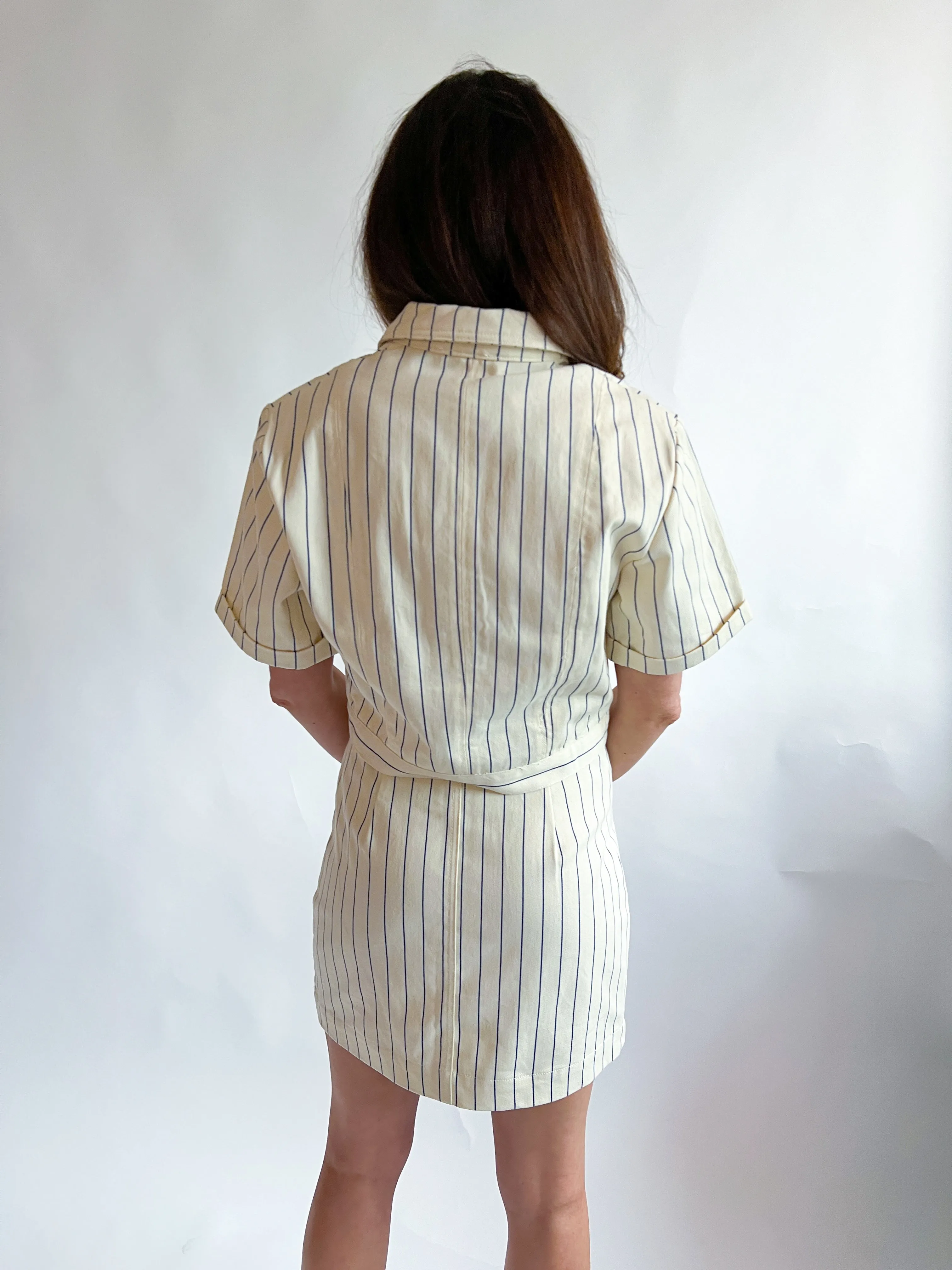 Blue Stripe Rayon Jacket Top