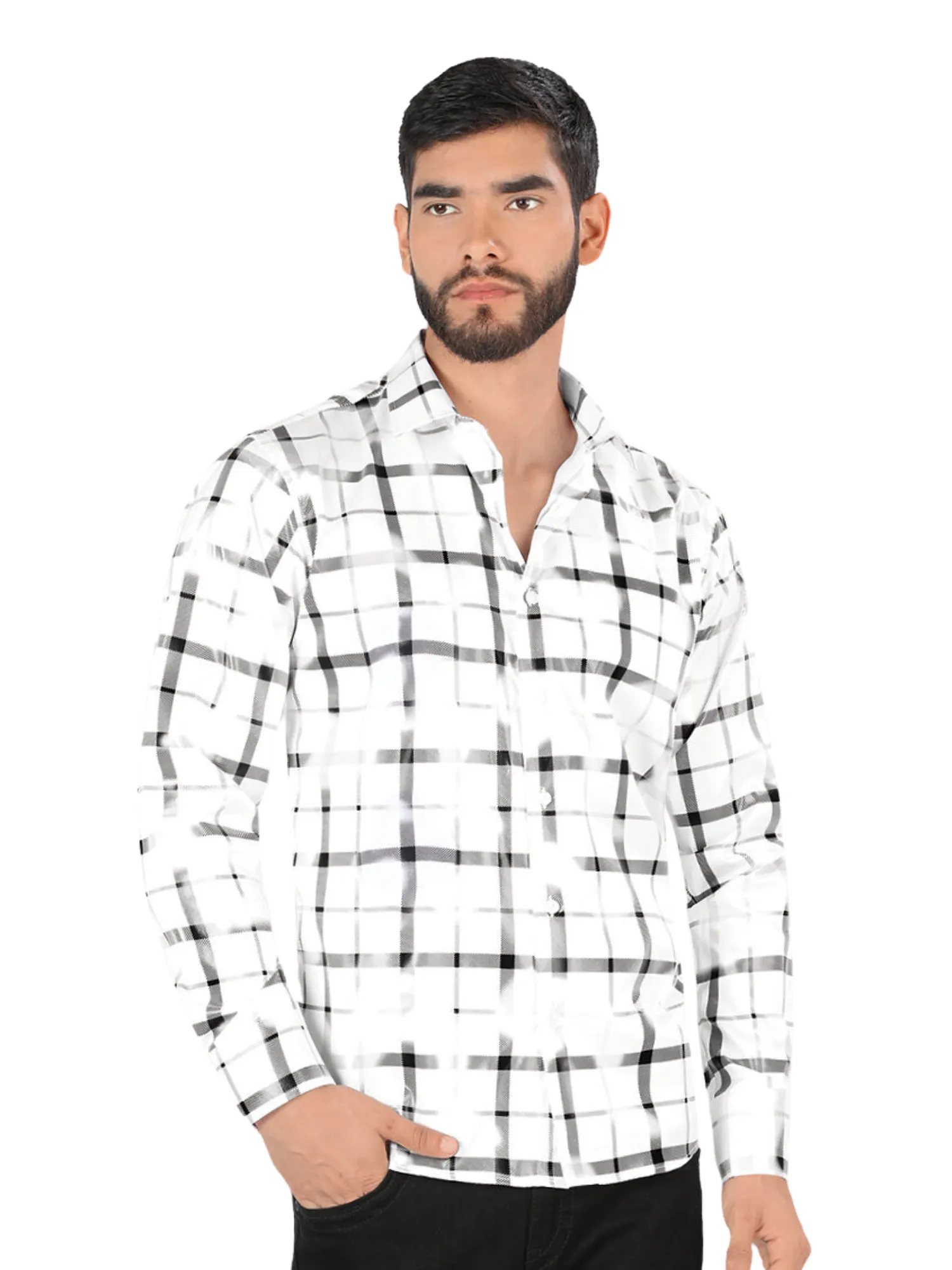 Camisa Casual Manga Larga Estampada para Hombre 'Montero' - ID: 0808