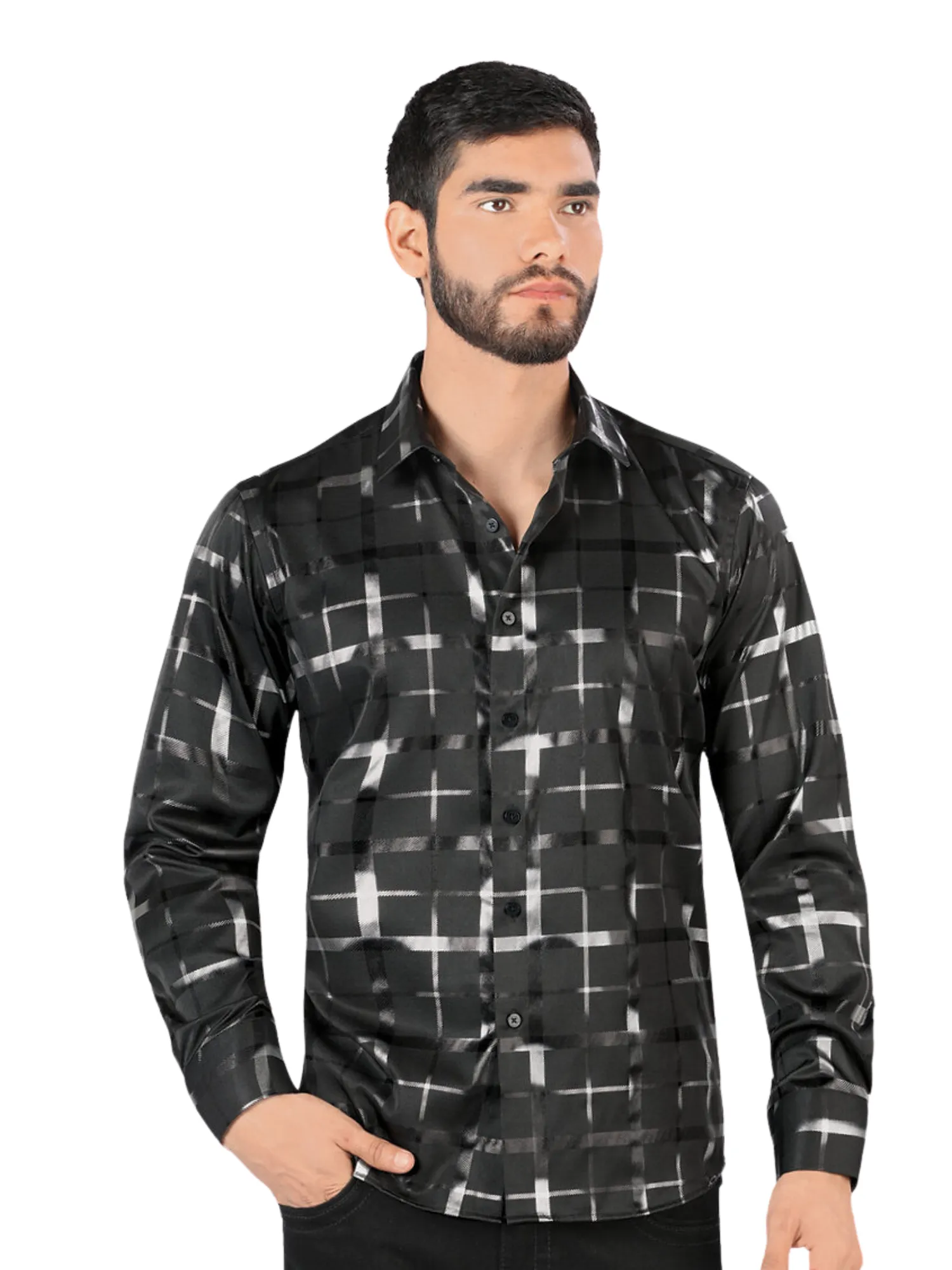 Camisa Casual Manga Larga Estampada para Hombre 'Montero' - ID: 0808