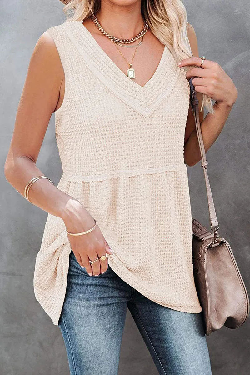 Casual Solid Patchwork V Neck Tops(7 Colors)