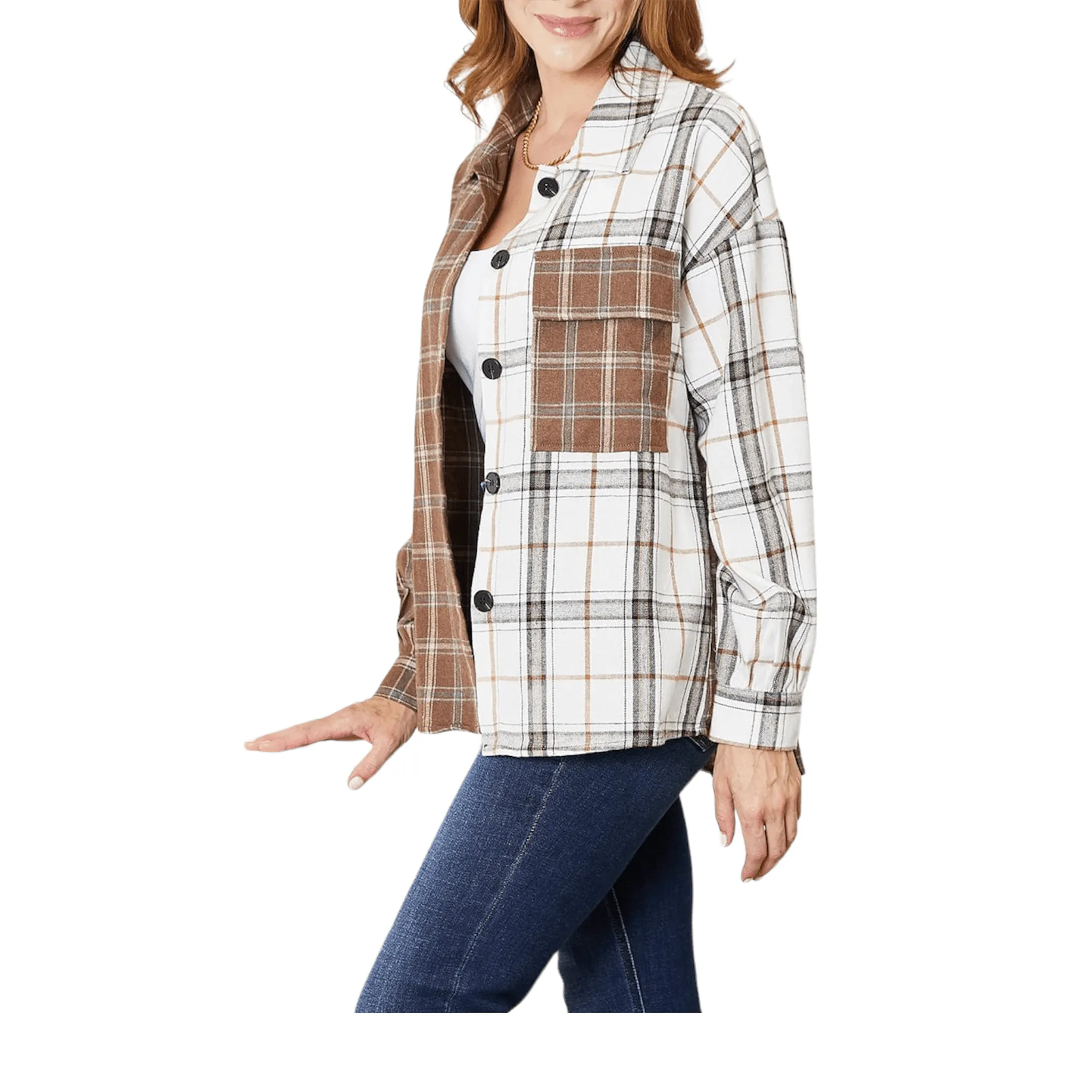 Chic Check Plaid Shirt Jacket