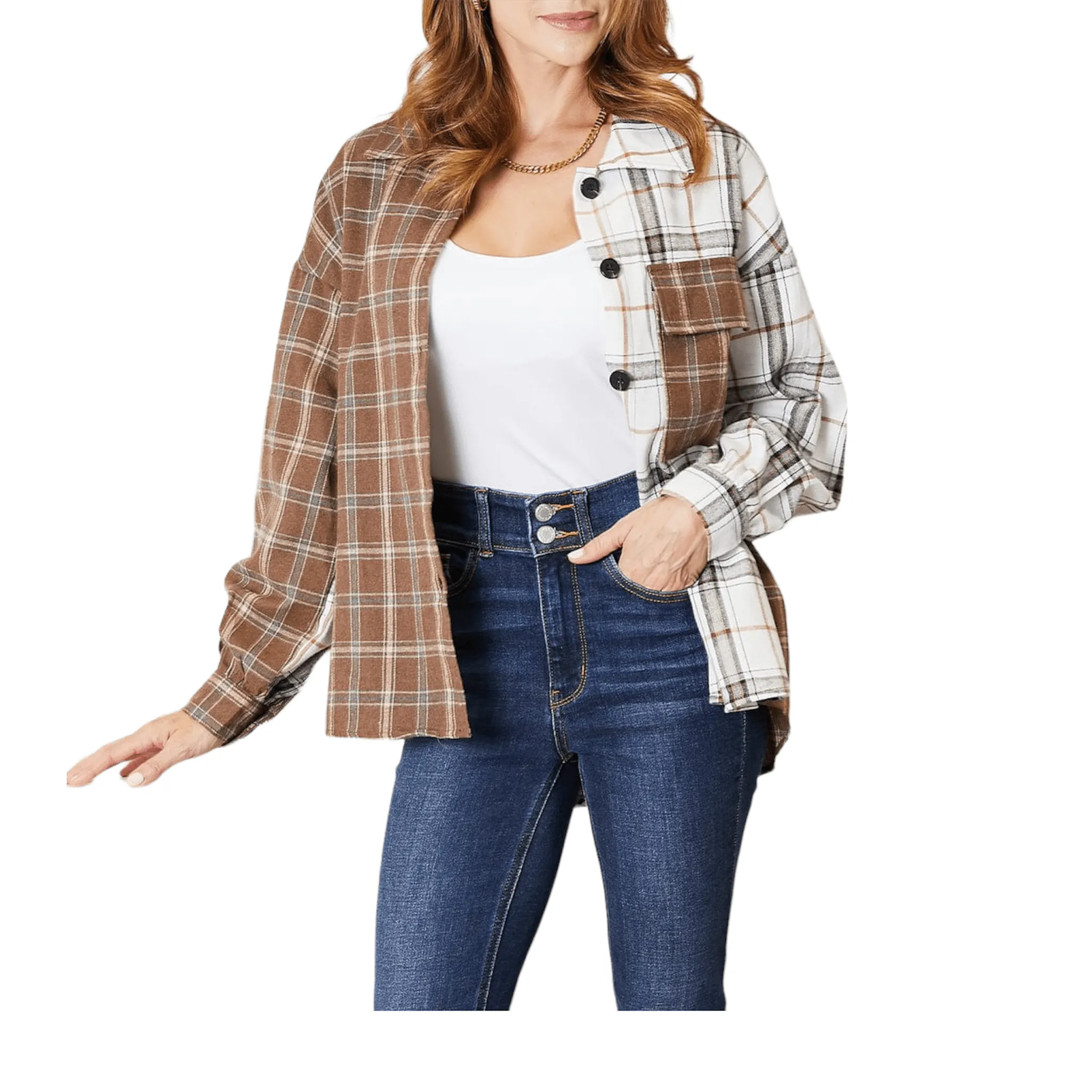Chic Check Plaid Shirt Jacket