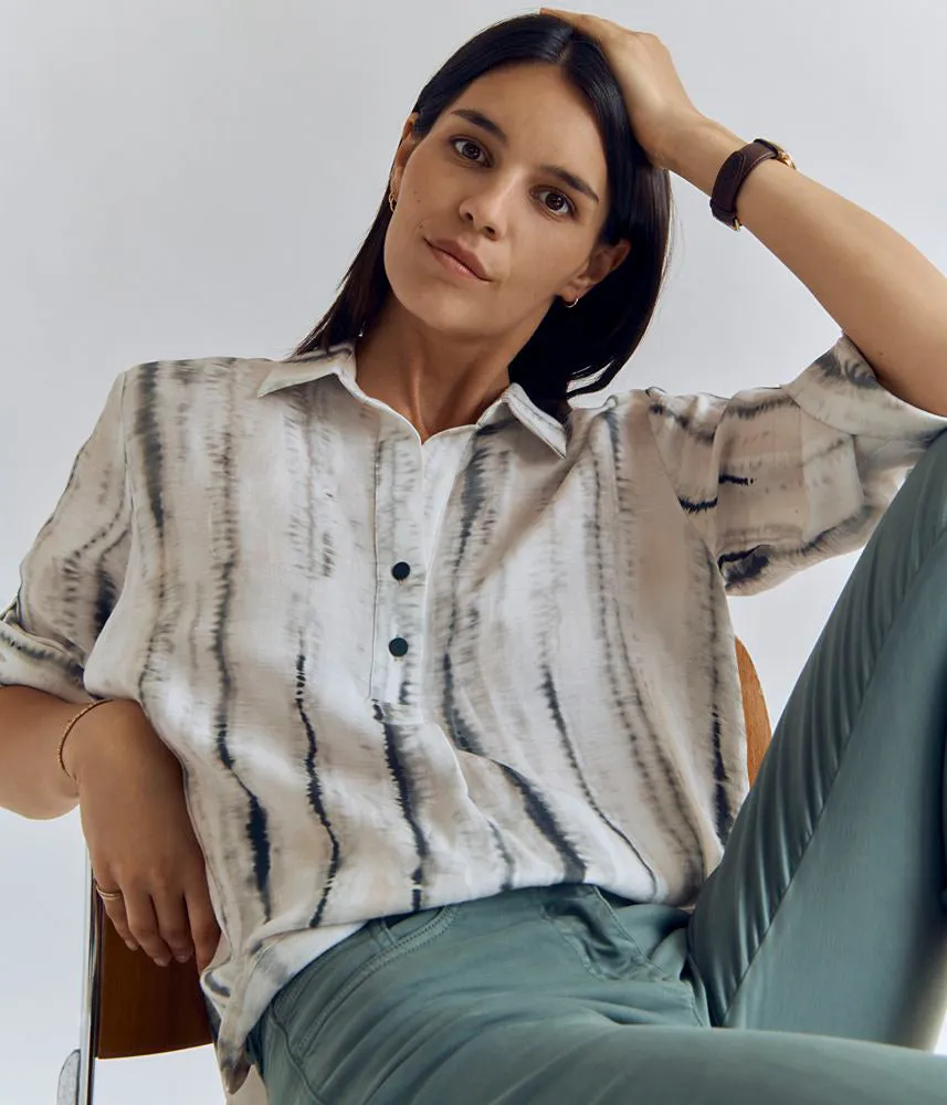 CHINY LINEN TIE-DYE PRINT SHIRT
