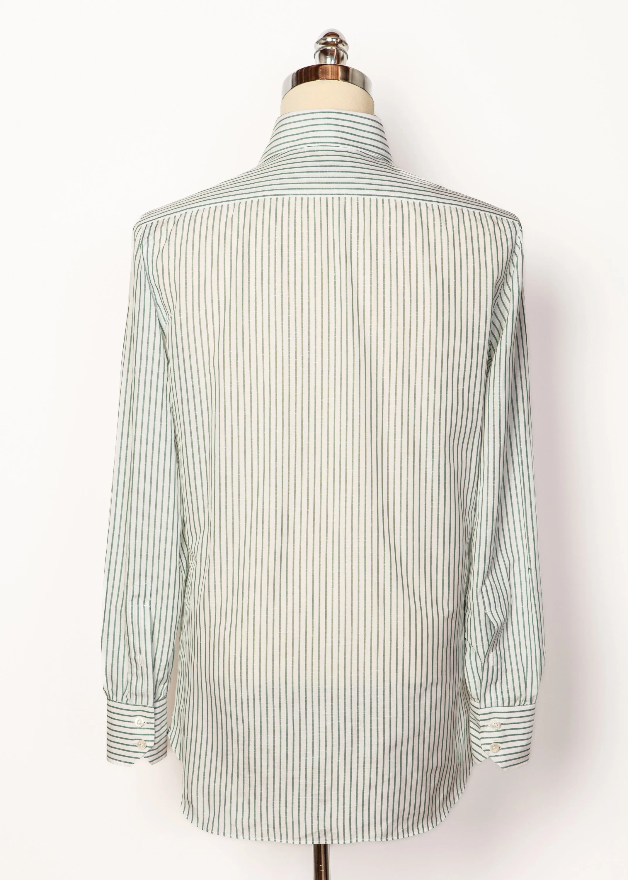 Classic Shirt in White w/Sage Stripes