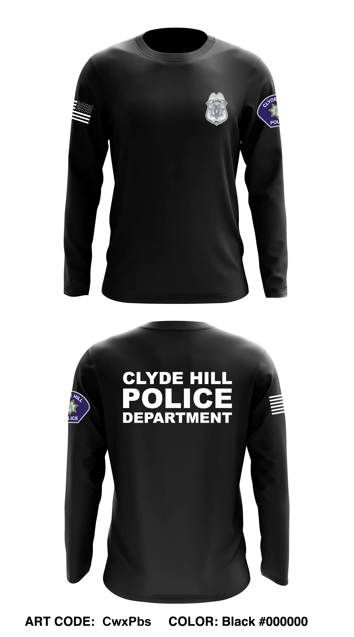 Clyde Hill Police Department Store 1 Core Men's LS Performance Tee - CwxPbs