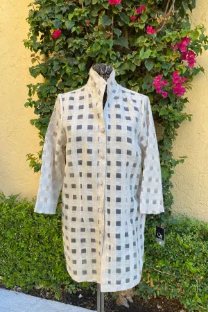 Connie Roberson Sheer Linen Plaid Jacket - Taupe