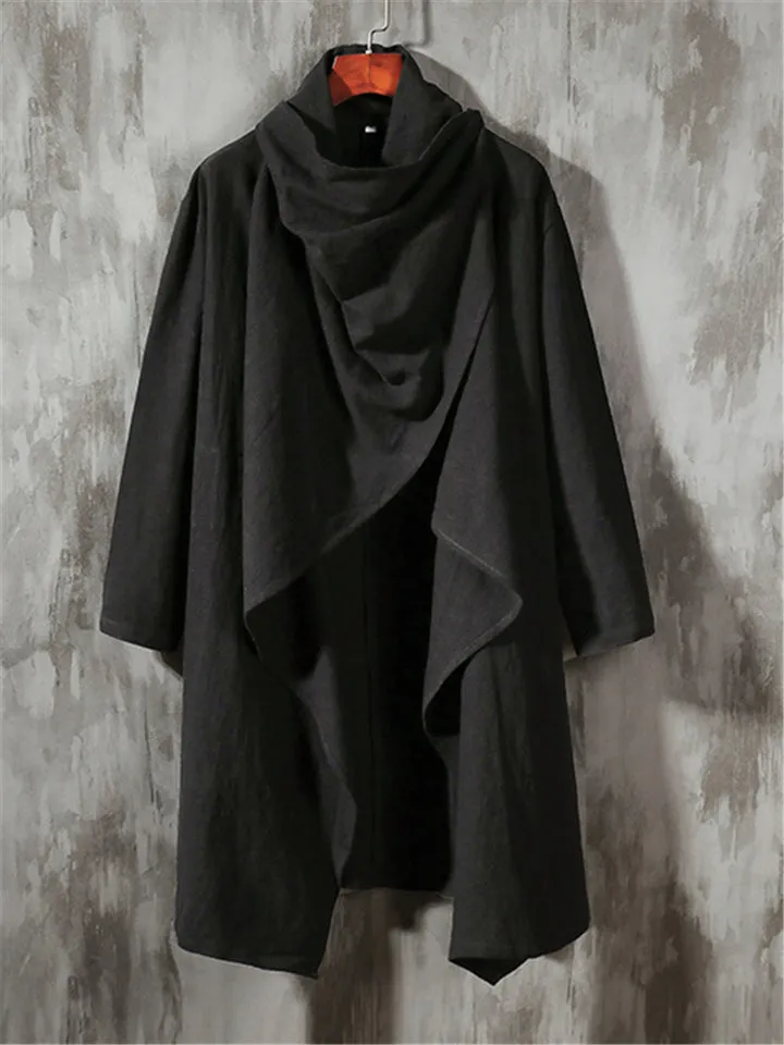 Cool Irregular Cotton Linen Long Cloak For Men