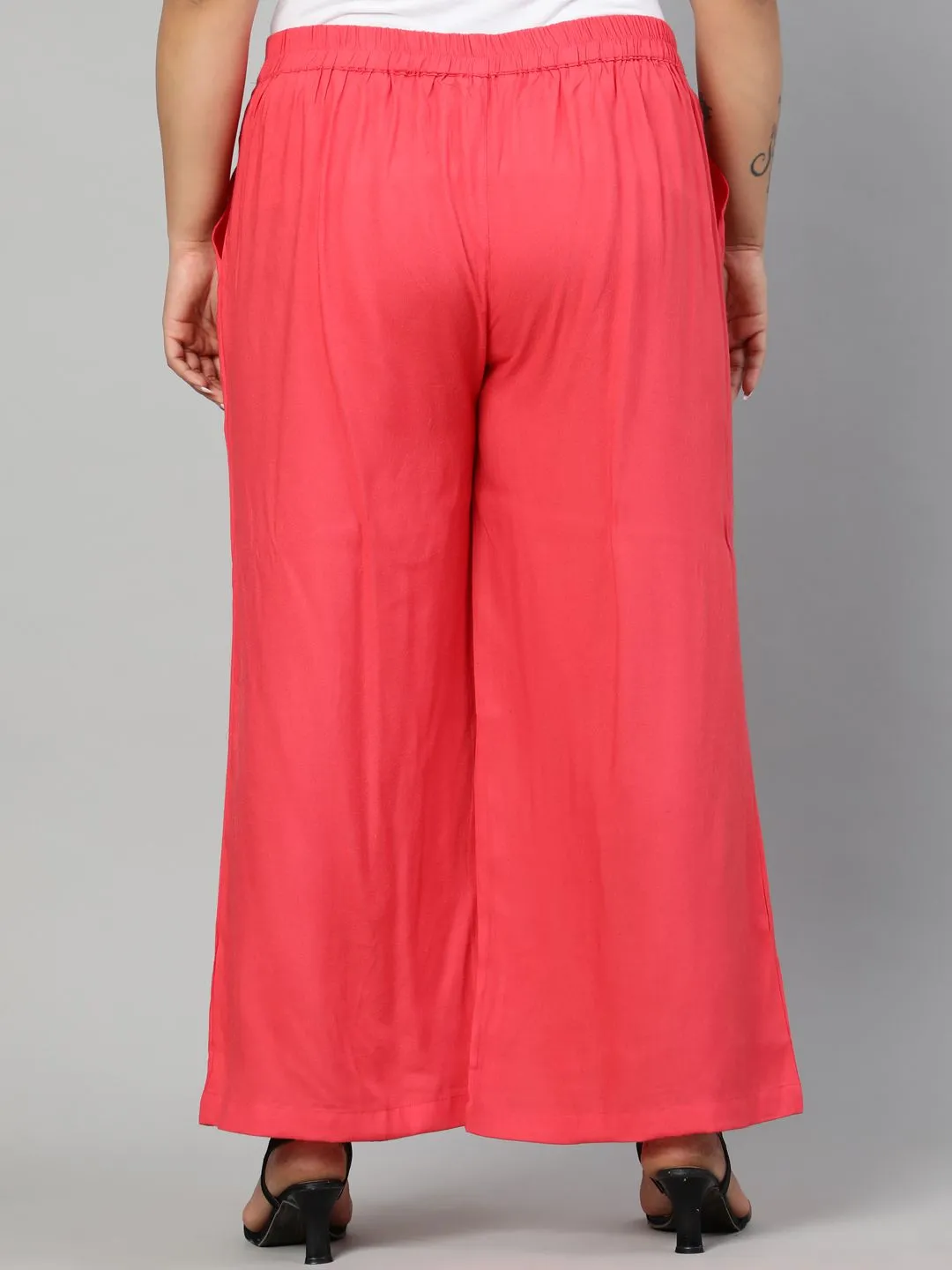 Coral Solid Rayon Palazzo