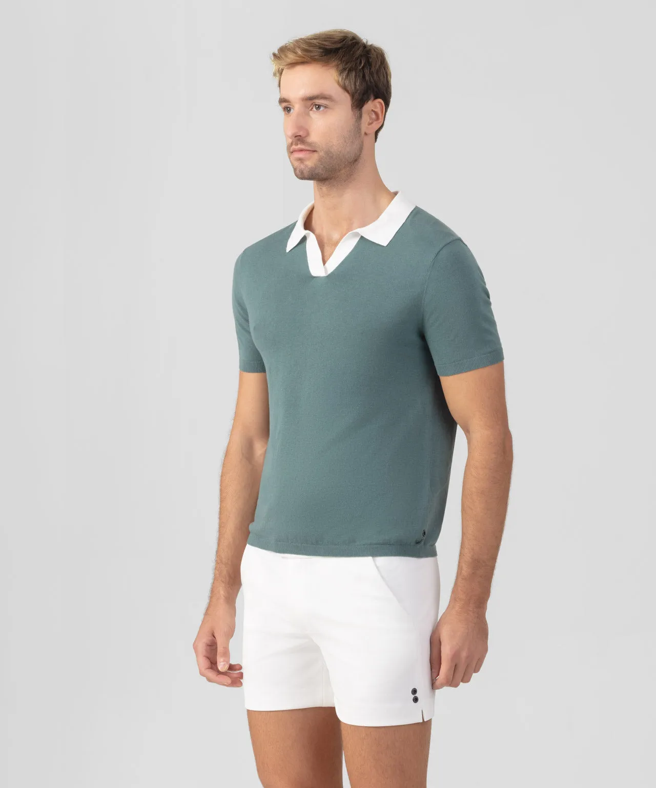 Cotton-Linen Polo: Silver Pine
