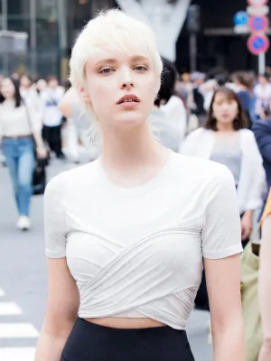 CT WRAP TEE, HEATHER GREY