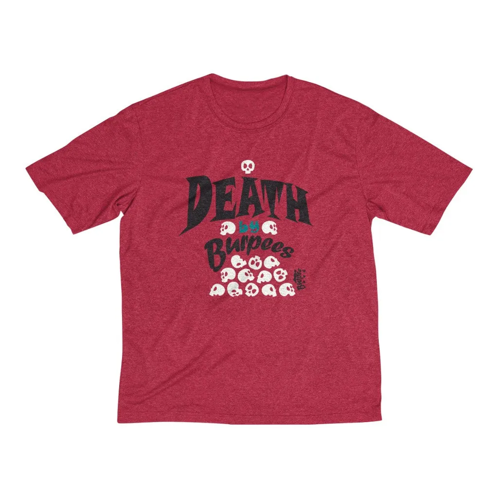 DEATH by Burpees (with CrossFit 8085 on back) - Men's Heather Dri-Fit Tee