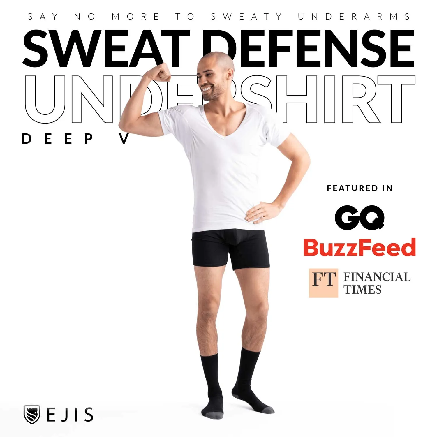 Deep V Micro Modal Sweat Proof Undershirt For Men - White 9-Pack