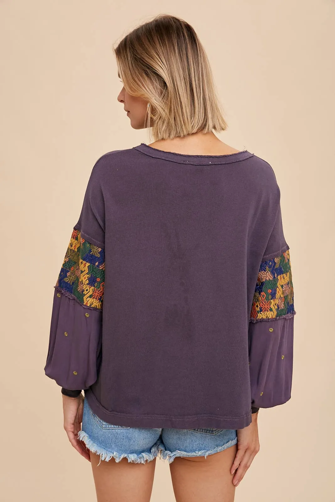 Embroidery Detail Long Sleeve Tee