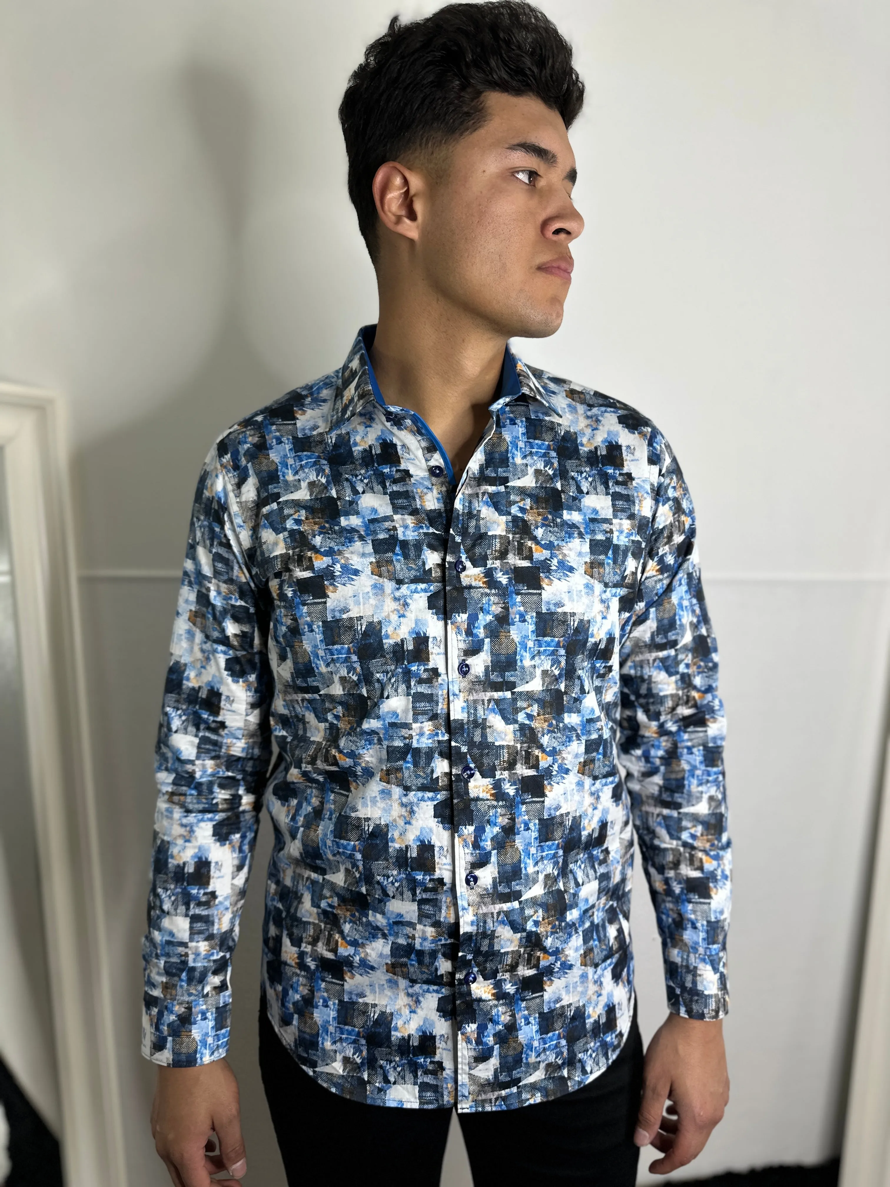 Eric Platini Blue Print Shirt