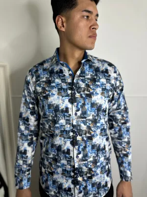 Eric Platini Blue Print Shirt