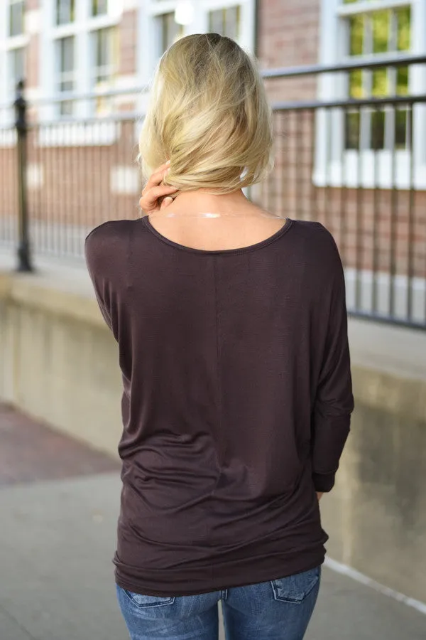 Essential Dolman Top - Brown