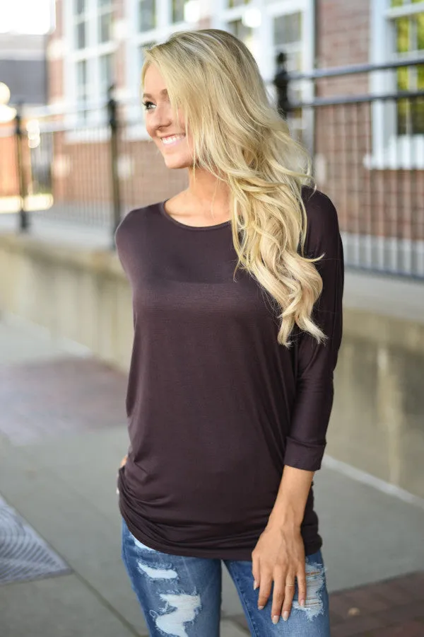 Essential Dolman Top - Brown