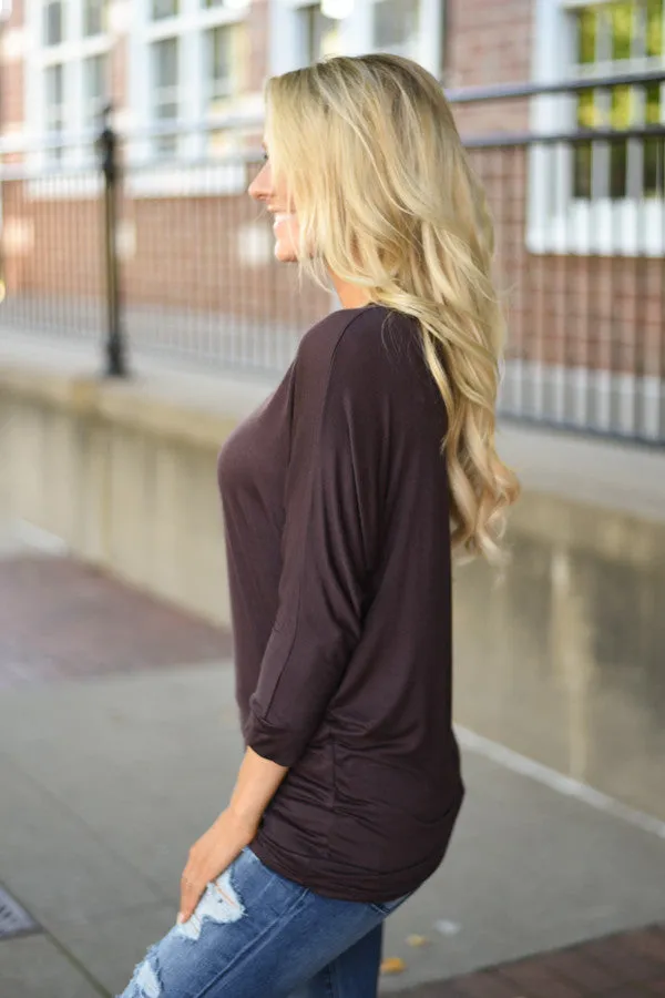 Essential Dolman Top - Brown