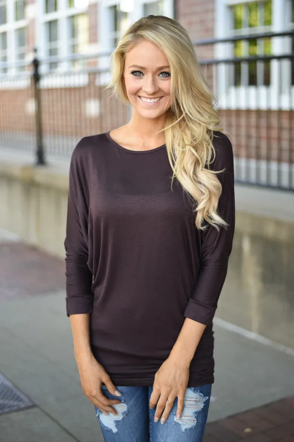 Essential Dolman Top - Brown