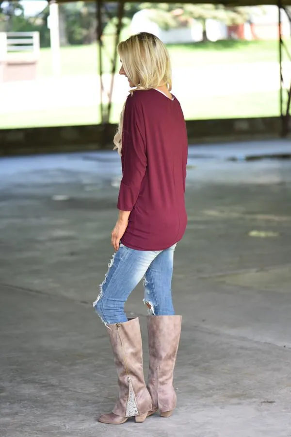 Essential Wine Dolman Top