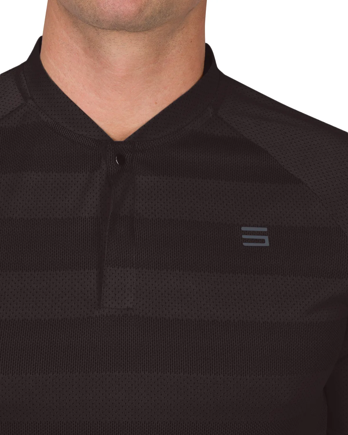 Extreme Deal - Men's Thick Striped Collarless Golf Shirt