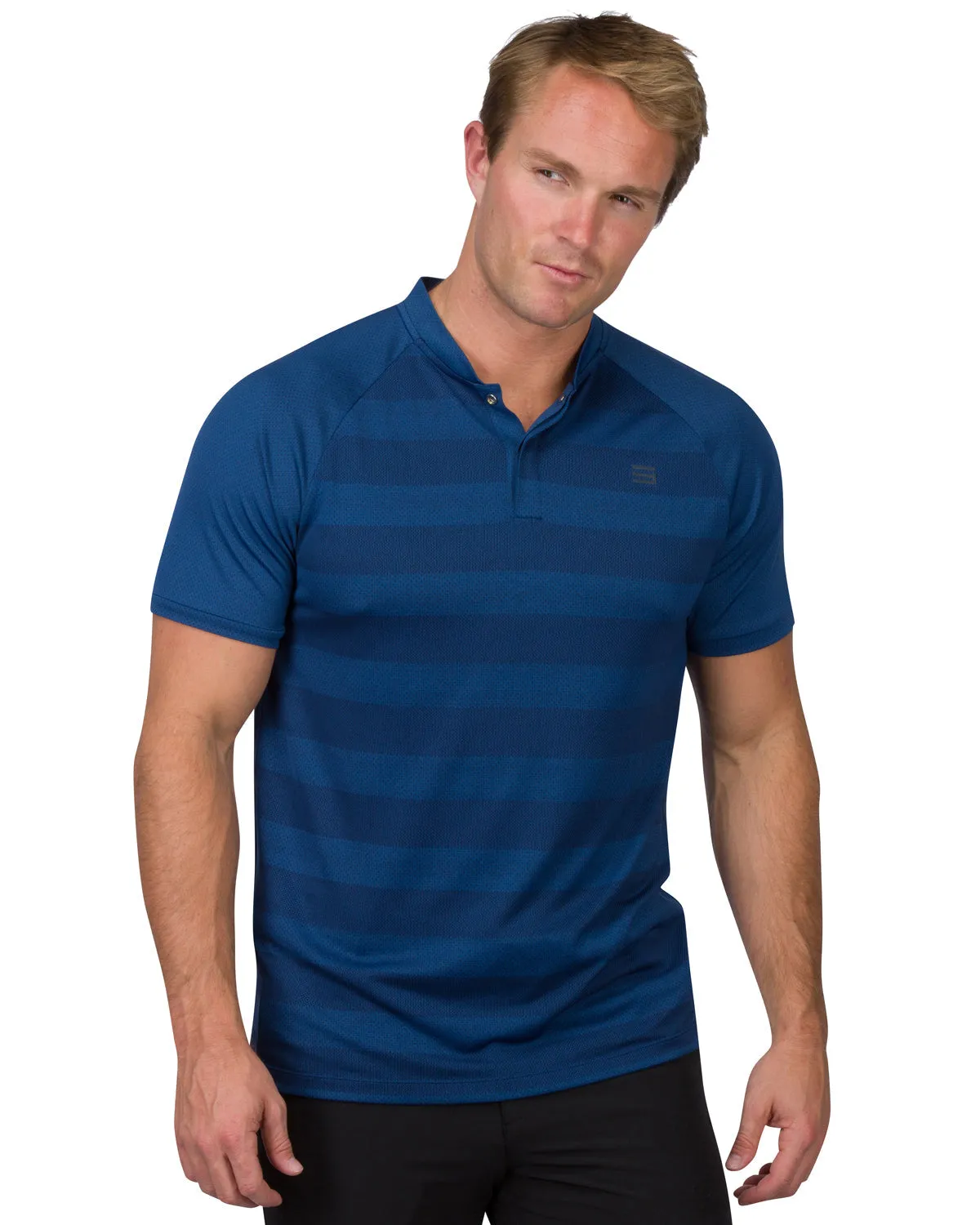 Extreme Deal - Men's Thick Striped Collarless Golf Shirt