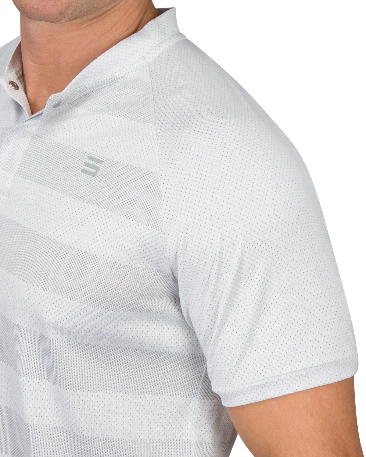 Extreme Deal - Men's Thick Striped Collarless Golf Shirt