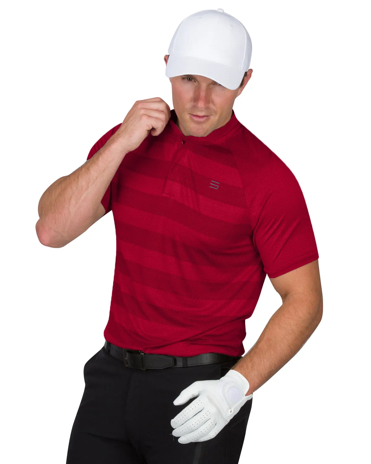 Extreme Deal - Men's Thick Striped Collarless Golf Shirt