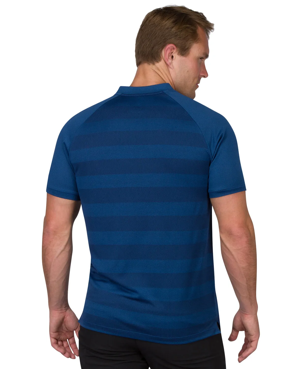 Extreme Deal - Men's Thick Striped Collarless Golf Shirt