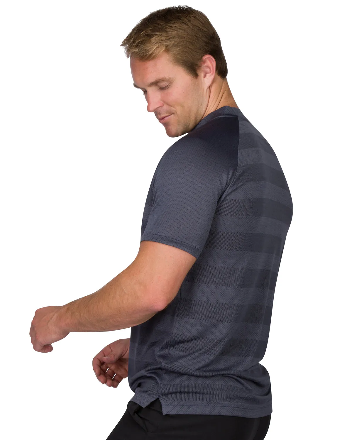 Extreme Deal - Men's Thick Striped Collarless Golf Shirt