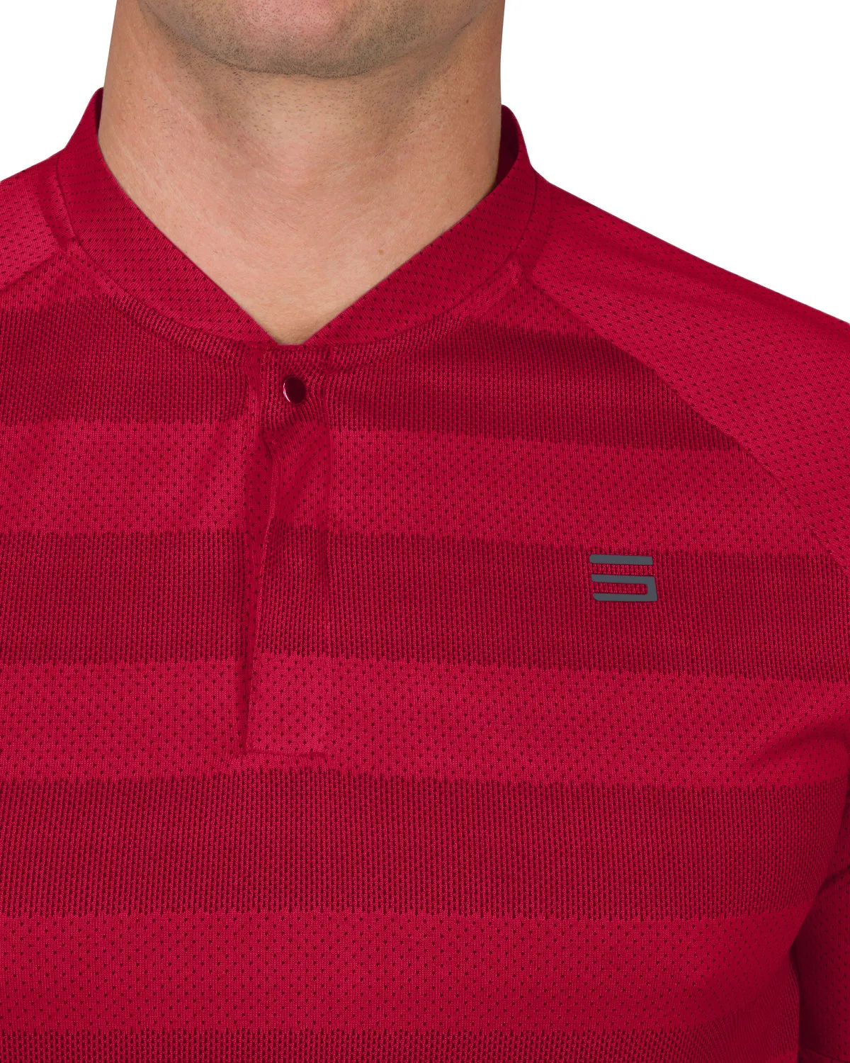 Extreme Deal - Men's Thick Striped Collarless Golf Shirt