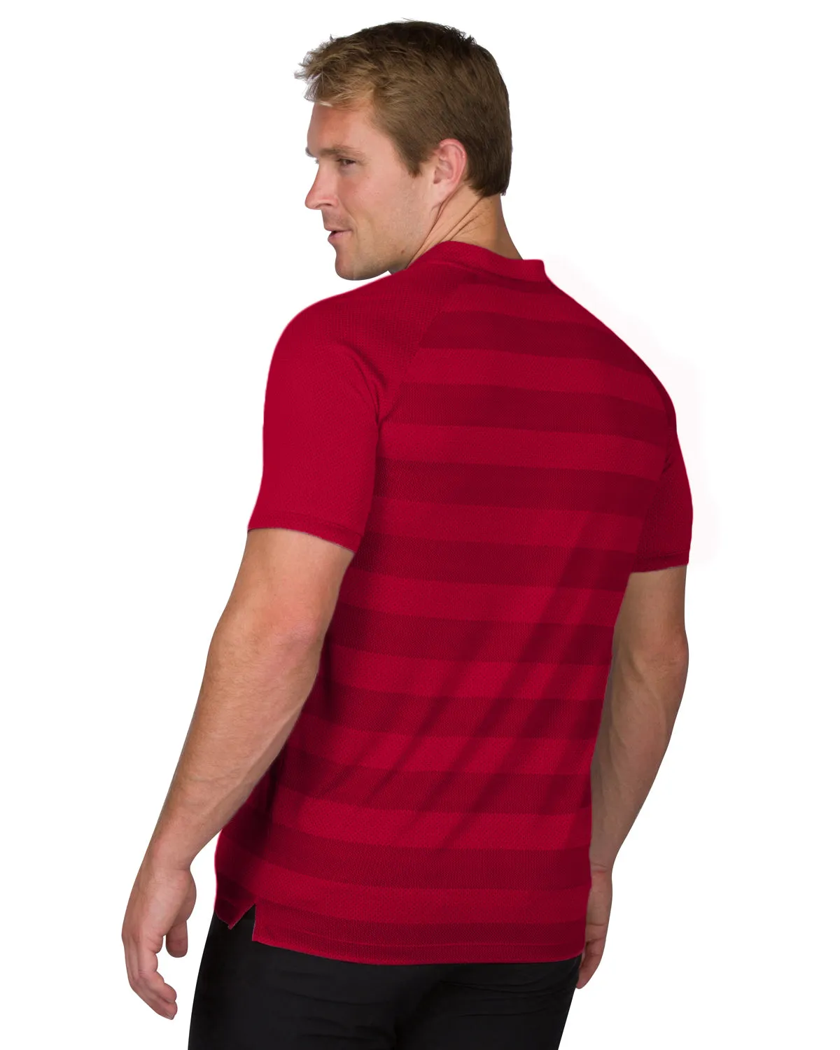 Extreme Deal - Men's Thick Striped Collarless Golf Shirt