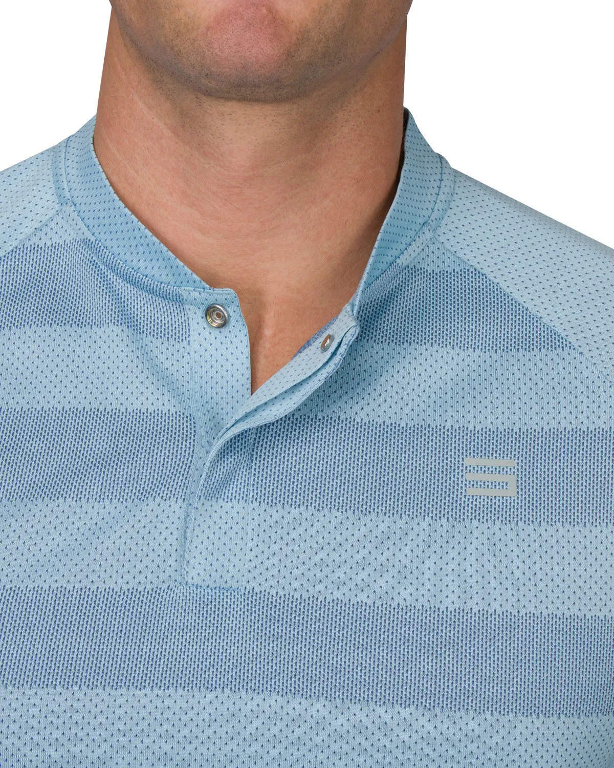 Extreme Deal - Men's Thick Striped Collarless Golf Shirt