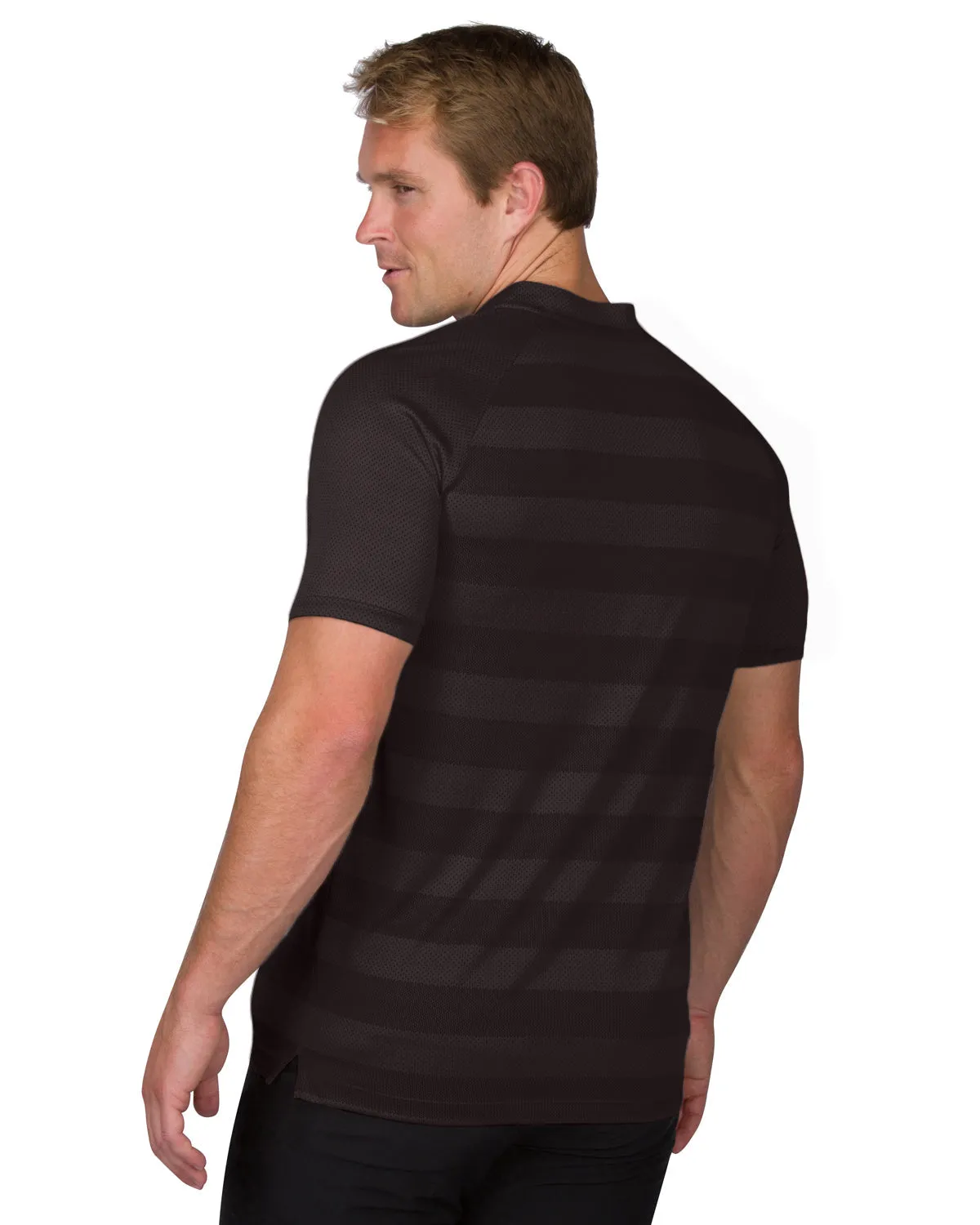 Extreme Deal - Men's Thick Striped Collarless Golf Shirt