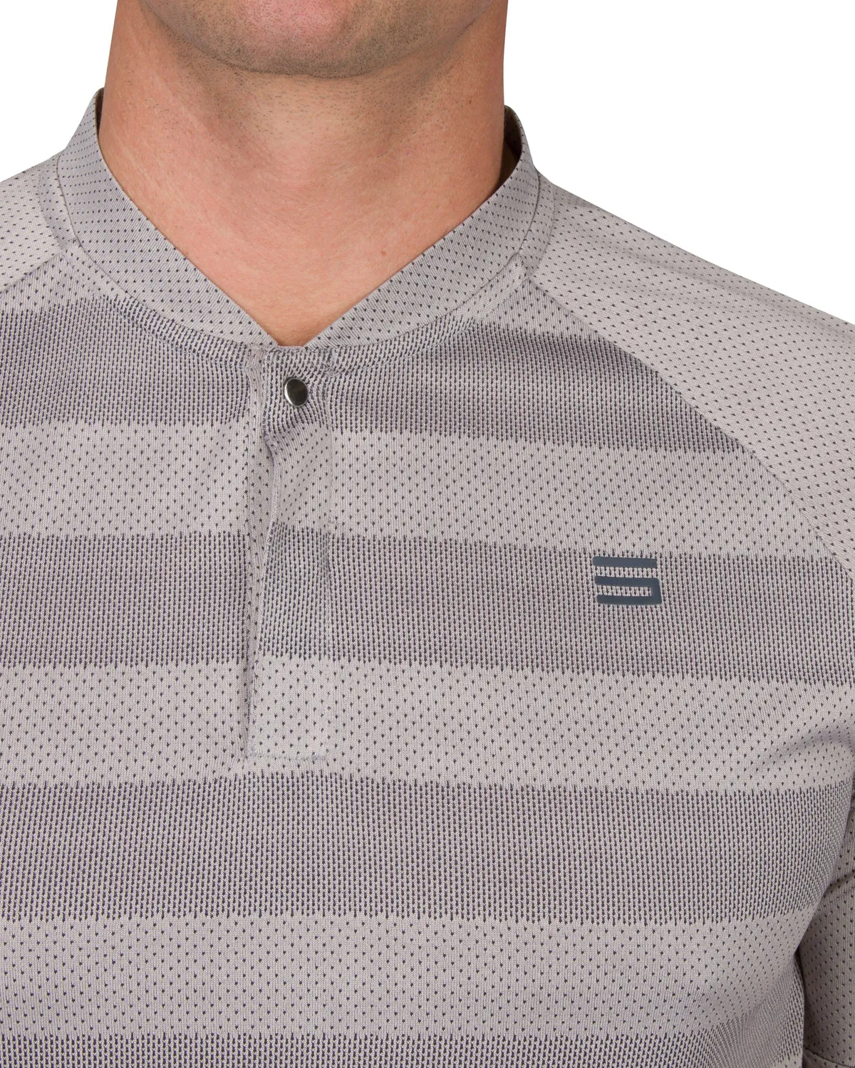 Extreme Deal - Men's Thick Striped Collarless Golf Shirt