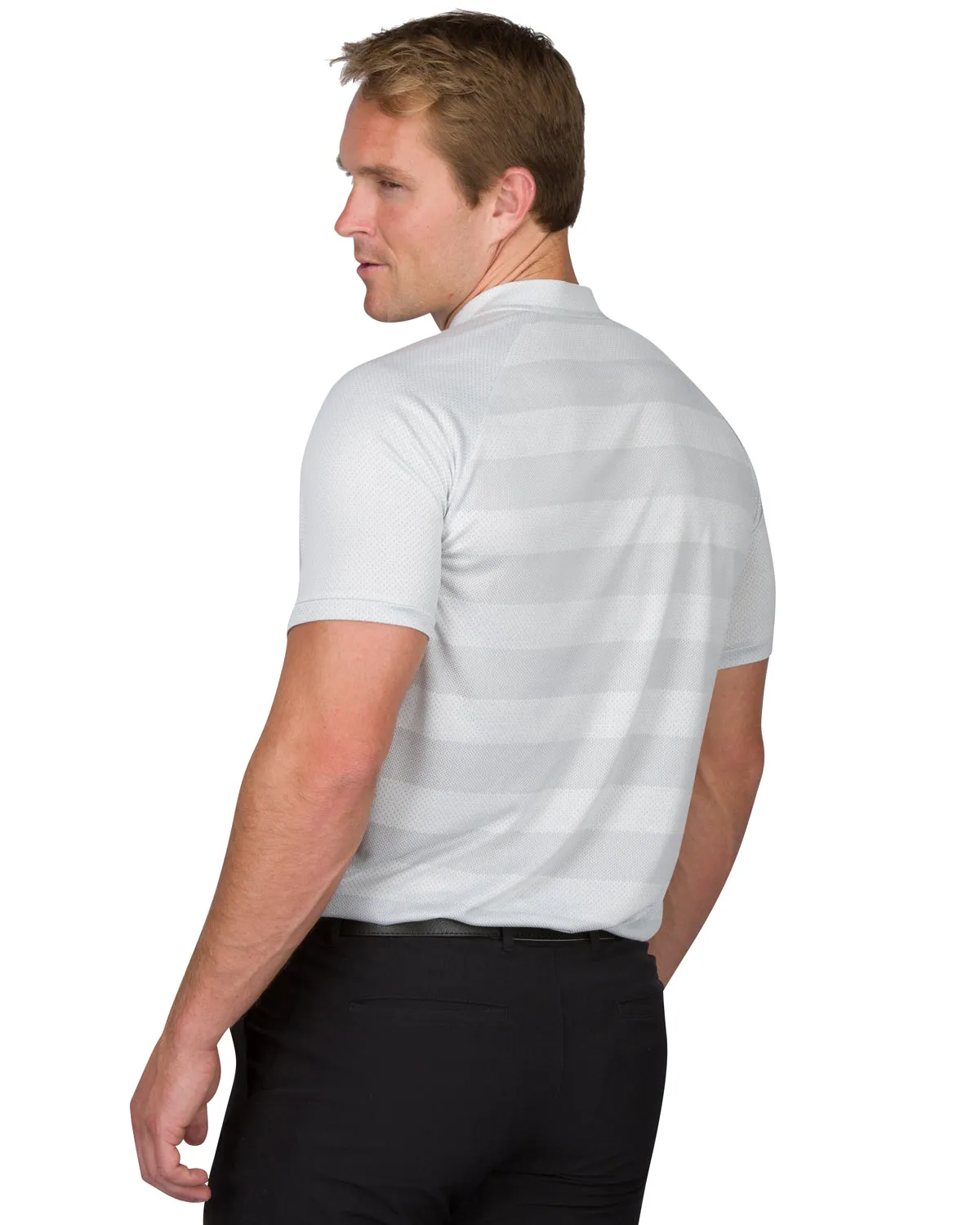 Extreme Deal - Men's Thick Striped Collarless Golf Shirt