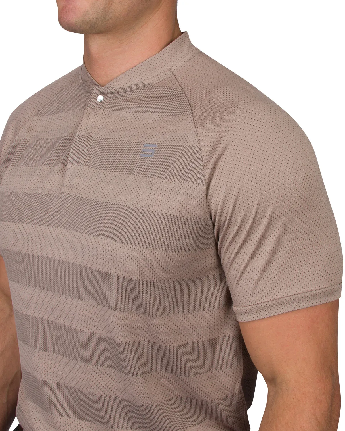 Extreme Deal - Men's Thick Striped Collarless Golf Shirt