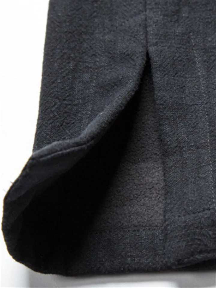 Fake Two Pieces Men's Splicing Half Sleeve Linen Shirt