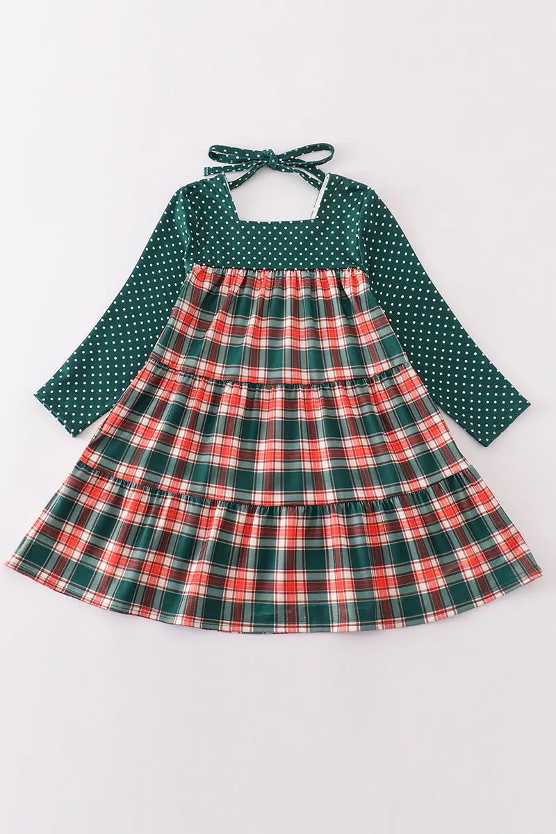 Forest Merry Christmas Plaid Mom&me Dress