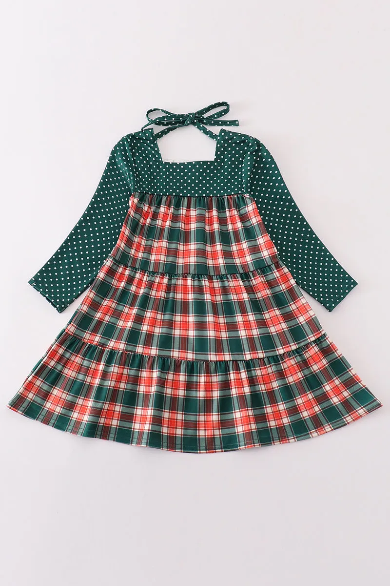 Forest Merry Christmas Plaid Mom&me Dress