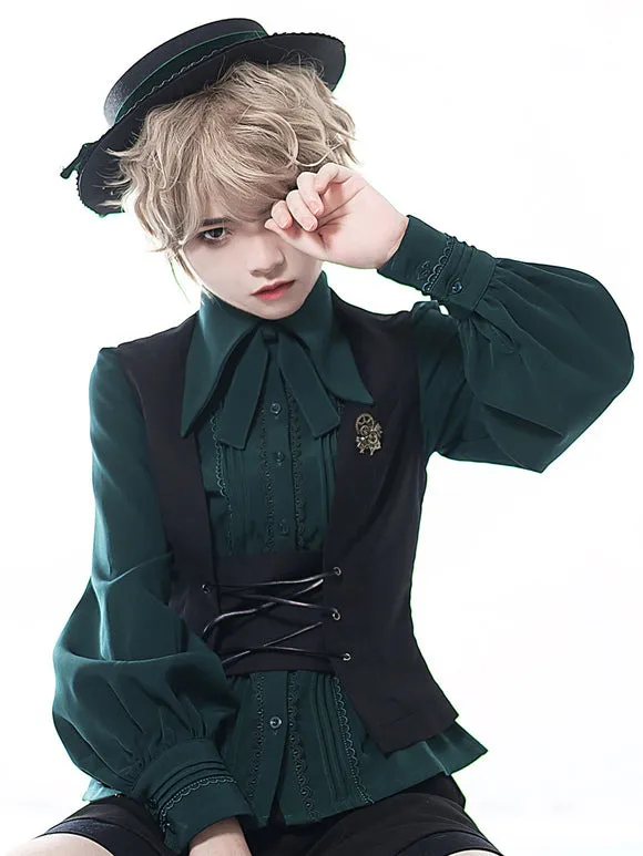 Gothic Lolita Coats Ouji Style Black Polyester Top Top Fall Lolita Outwears