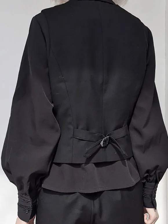 Gothic Lolita Coats Ouji Style Black Polyester Top Top Fall Lolita Outwears