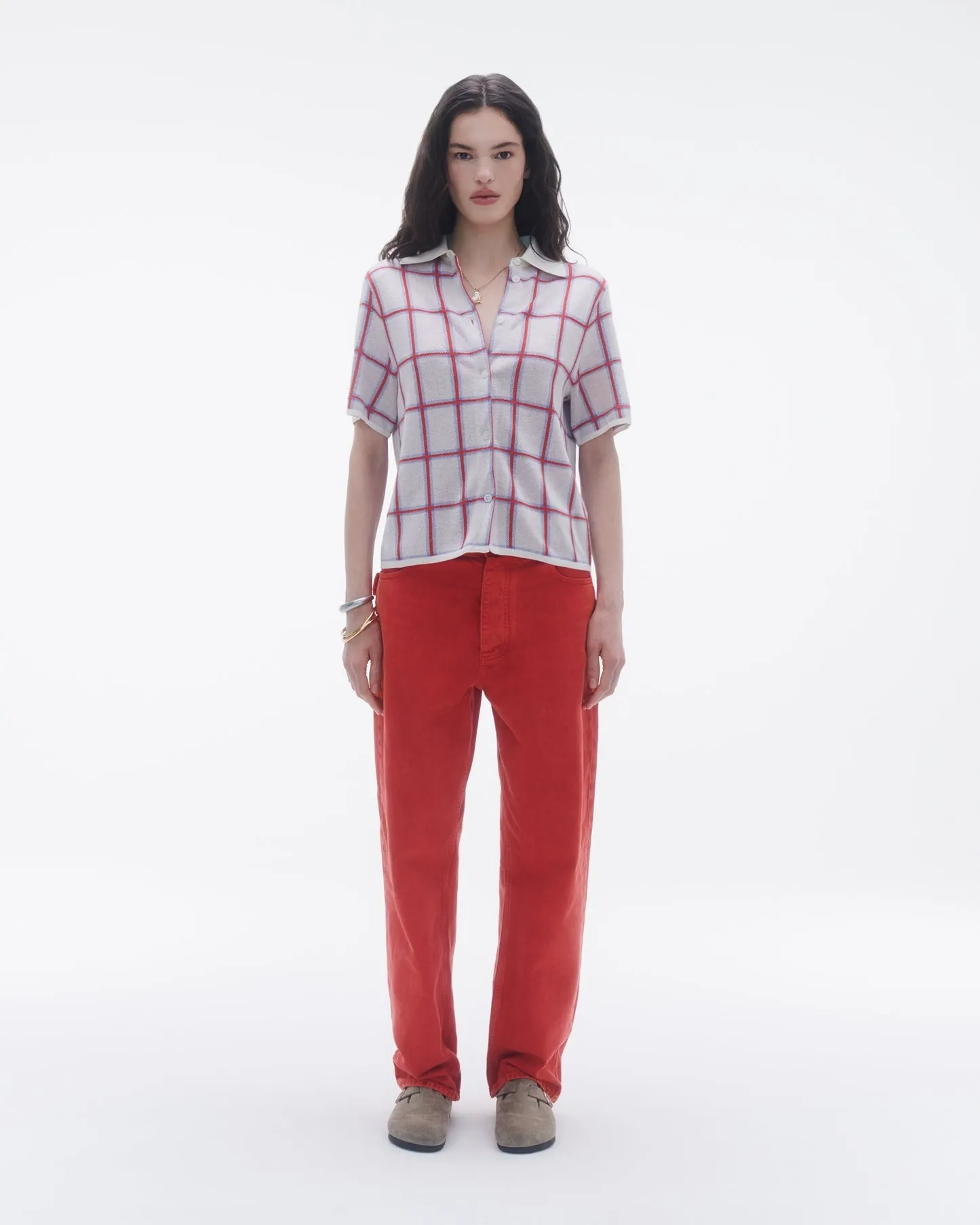 Guest in Residence Picnic Plaid Shirt in Cream Combo