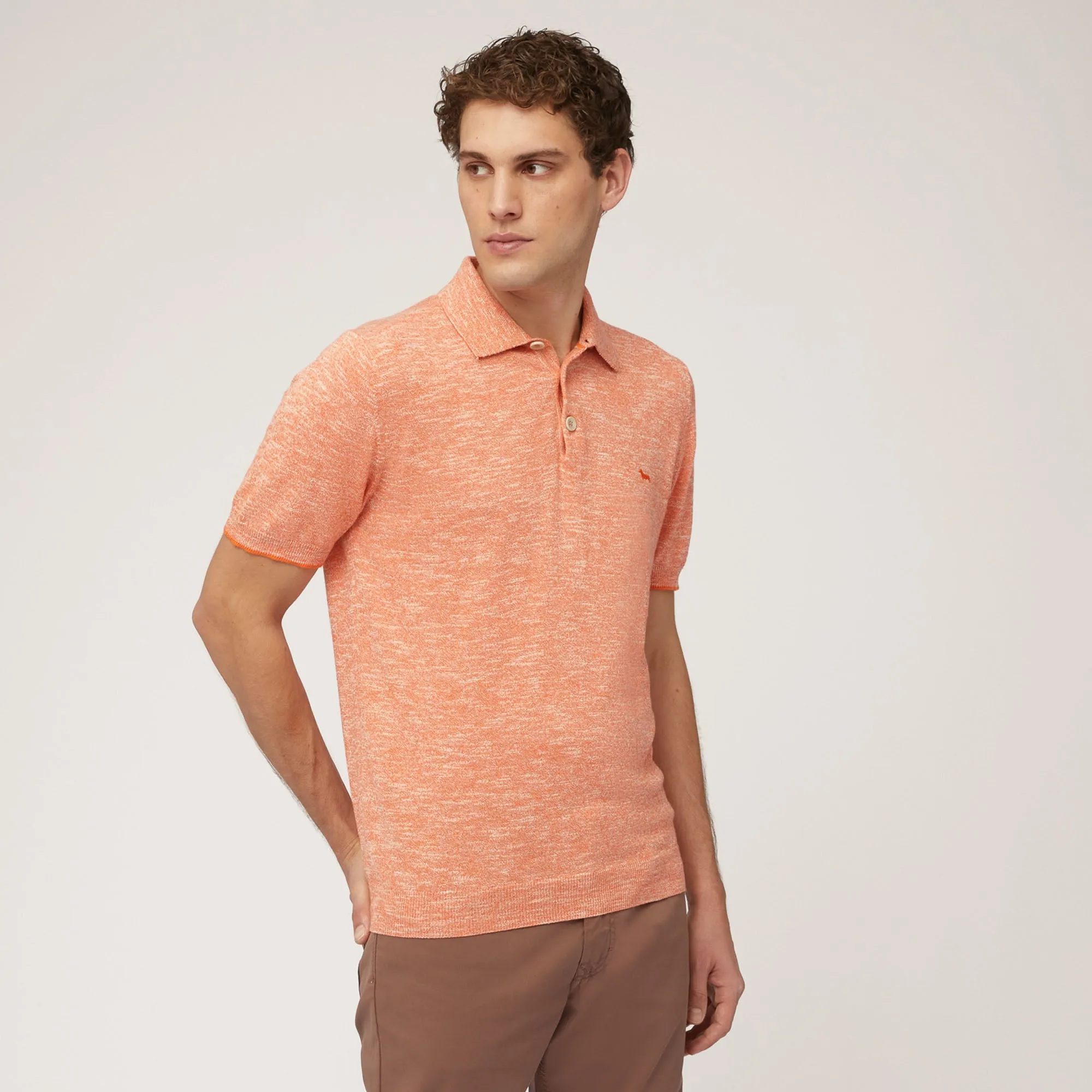 Harmont & Blaine Tweed Cotton/Linen Polo - Orange
